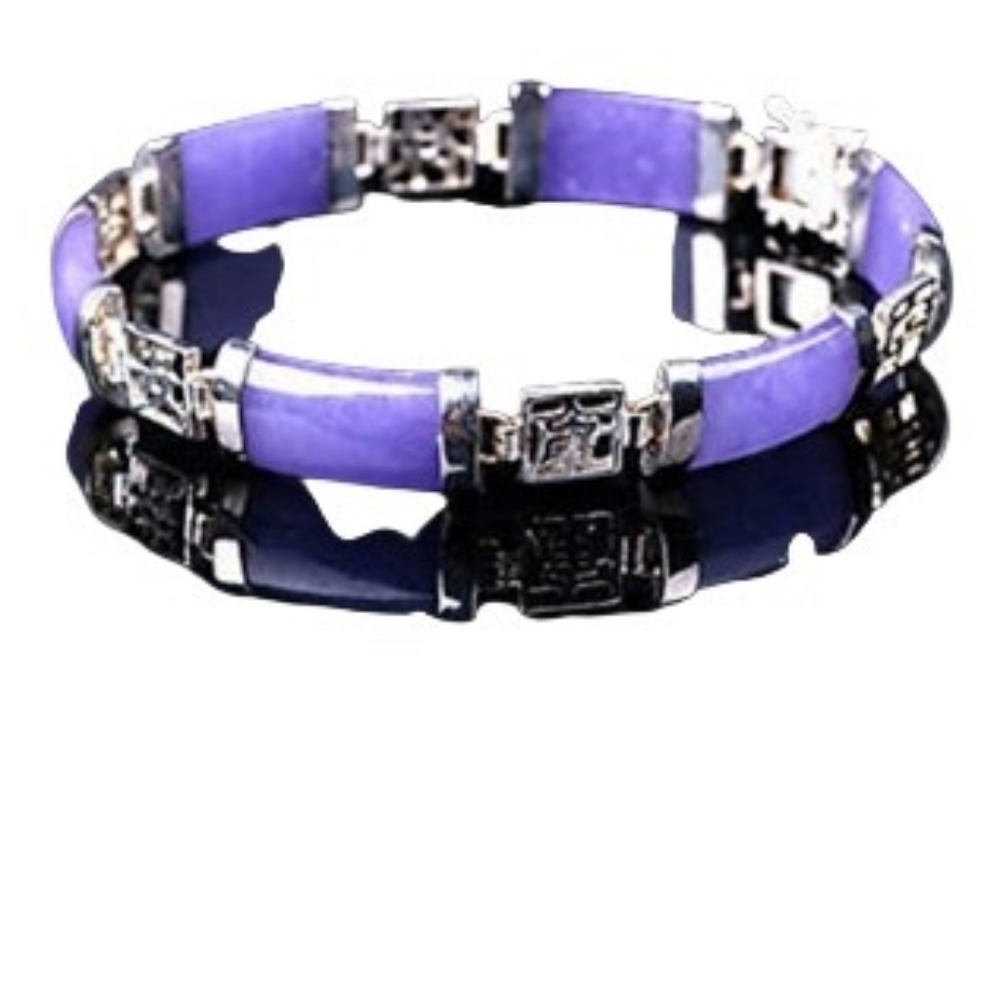 Sterling Silver Purple Jade Bracelet